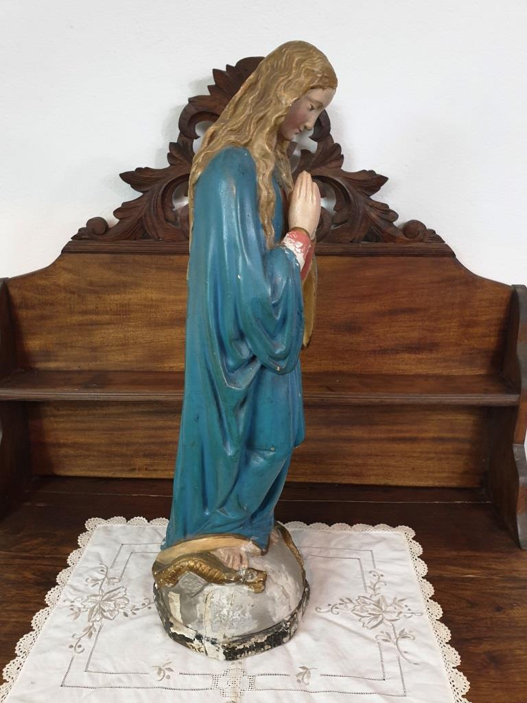 statue religieuse sainte vierge patine polychrome grande