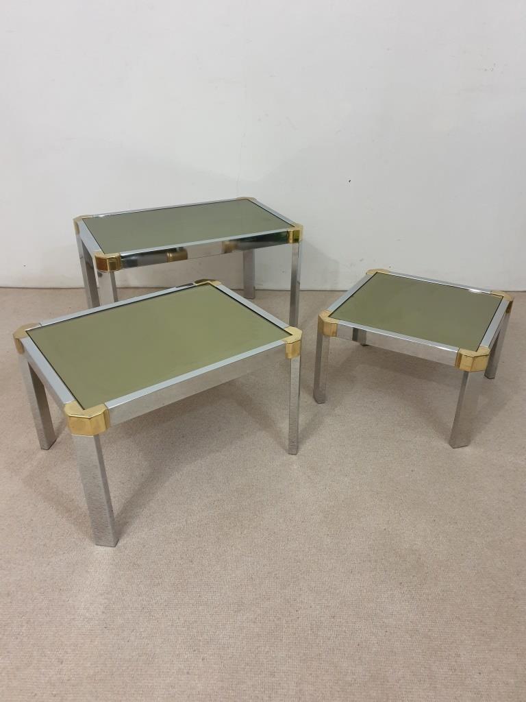 3 table gigognes metal chrome dore