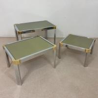 3 table gigognes metal chrome dore