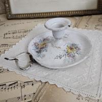 4 bougeoir emaille fleuri
