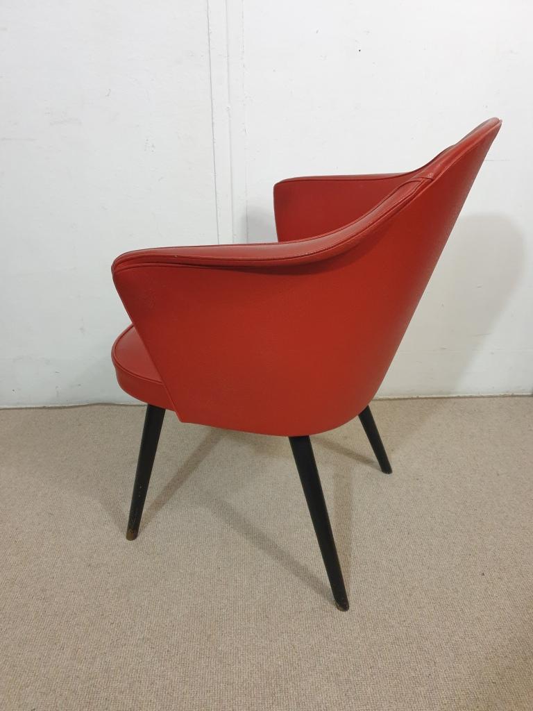 4 fauteuil thonet en cuir rouge