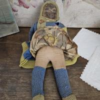 4 poupee ancienne bleue et jaune