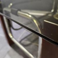 4 table basse 70s bois verre chrome