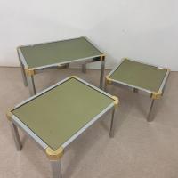 4 table gigognes metal chrome dore