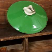 4suspension emaillee verte douille porcelaine