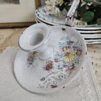5 bougeoir emaille fleuri