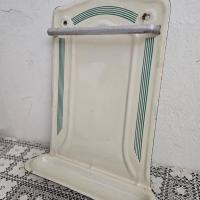 5 porte ustensiles emaille creme et vert