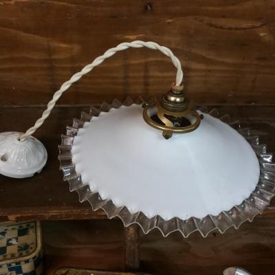 5 suspension dentelle opaline blanche