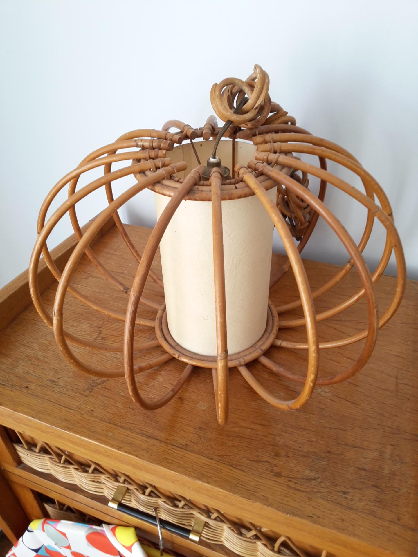 lustre vintage en osier