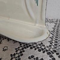 6 porte ustensiles emaille creme et vert