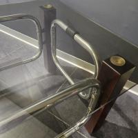 6 table basse 70s bois verre chrome
