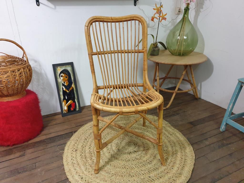 chaise en rotin osier bohème vintage
