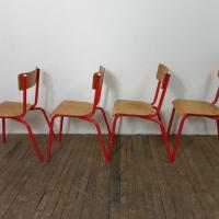 8 chaises d ecole rouge lot b