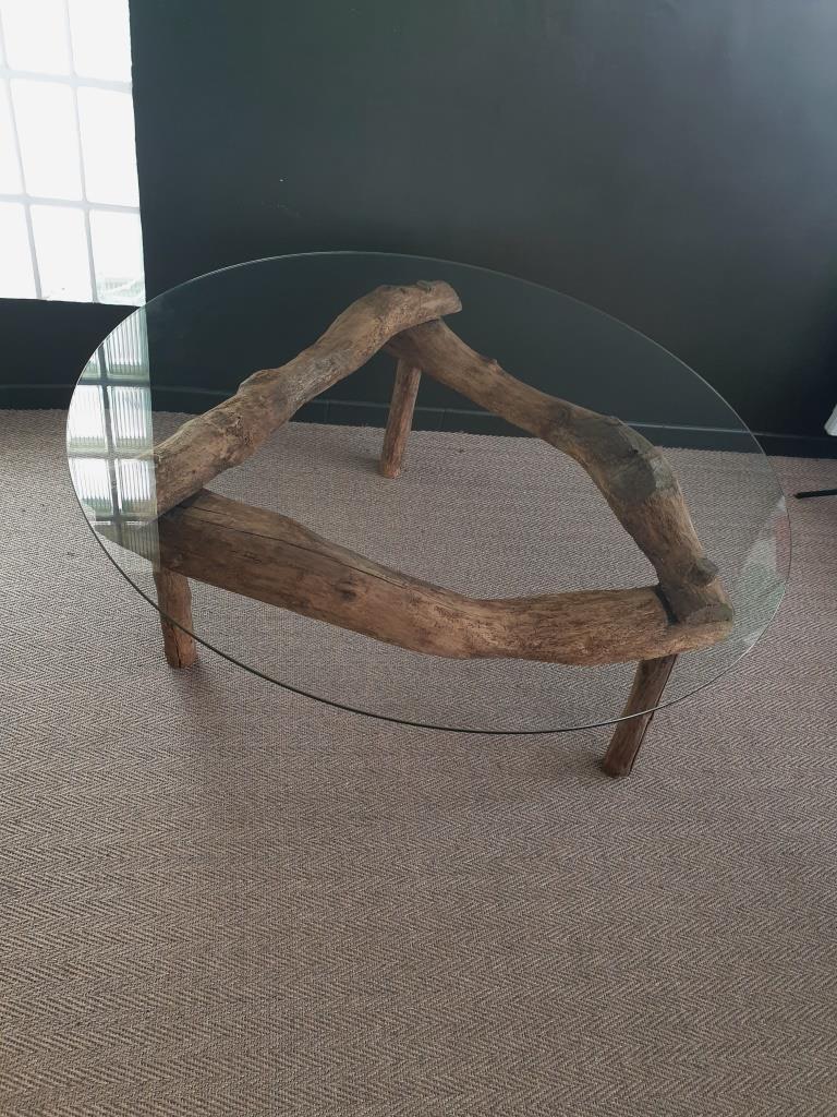 8 table basse en verre bois